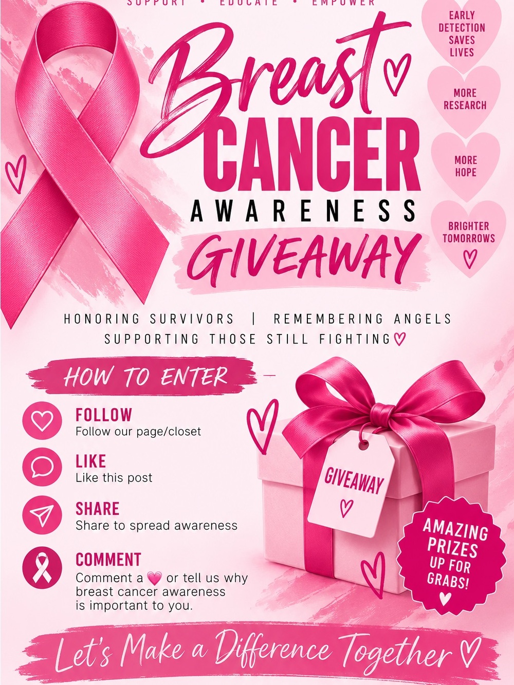 Private Label Pink Breast Cancer Awareness Giveaway Poster